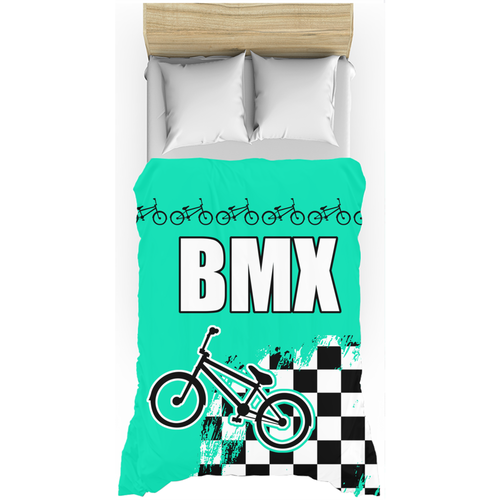 Teal BMX Racing Flag Duvet Cover