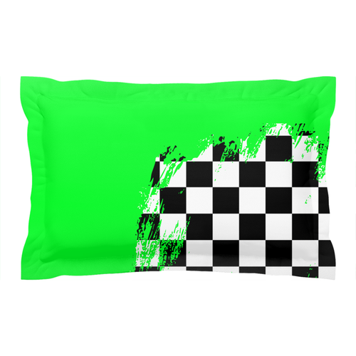 Green Race Flag Pillow Sham