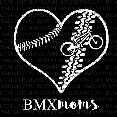 Softball or Baseball BMX Mom Heart Car Decal