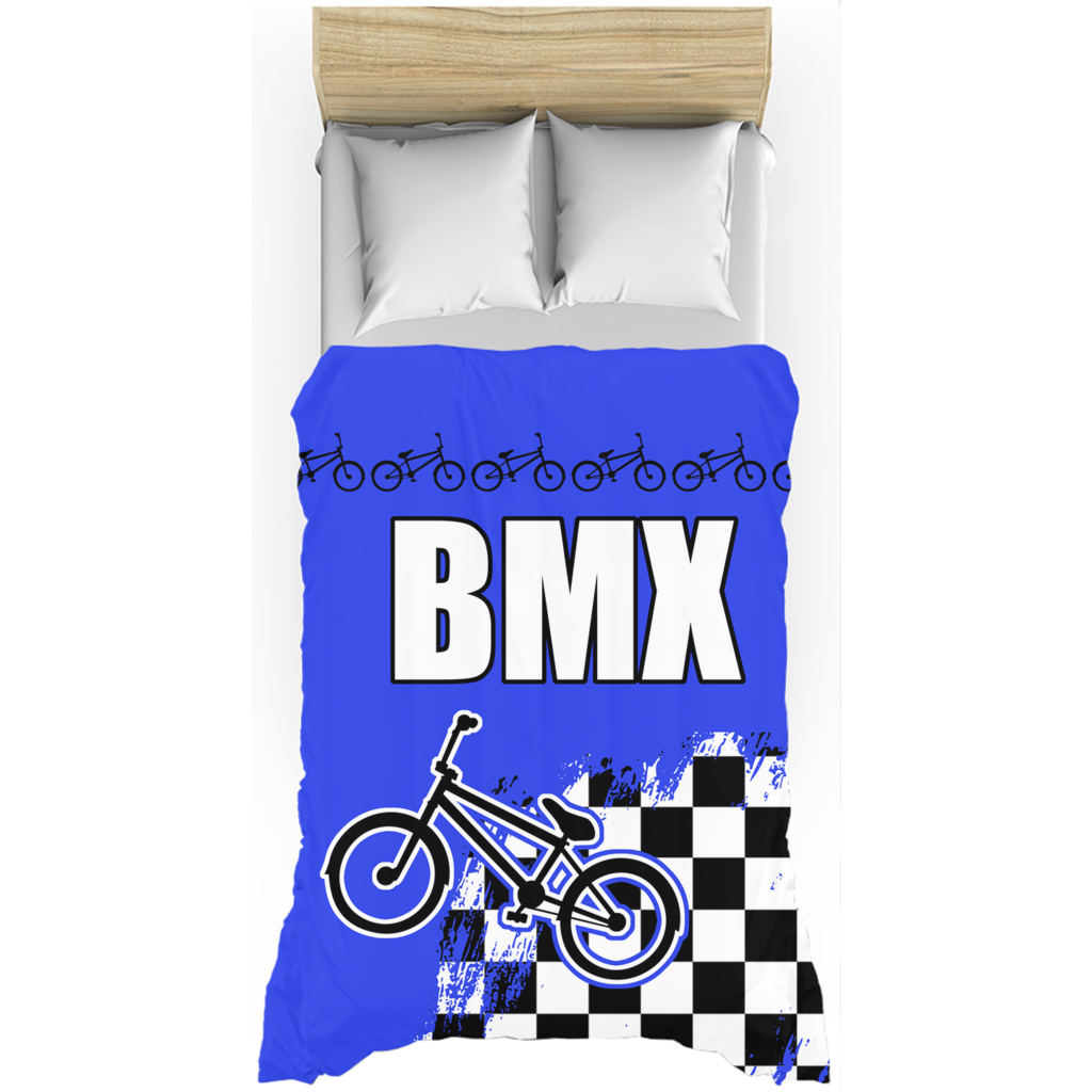 Blue BMX Racing Flag Duvet Cover Bedding