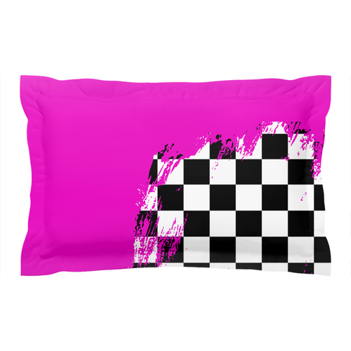 Pink Race Flag Pillow Sham