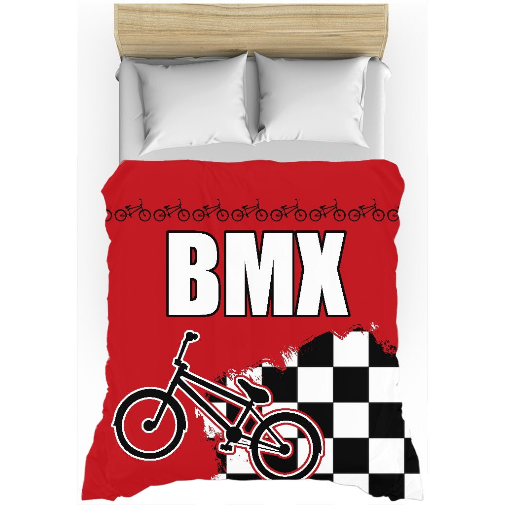 Red BMX Race Flag Duvet Cover Bedding