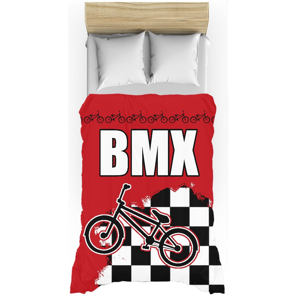 Red BMX Race Flag Duvet Cover Bedding