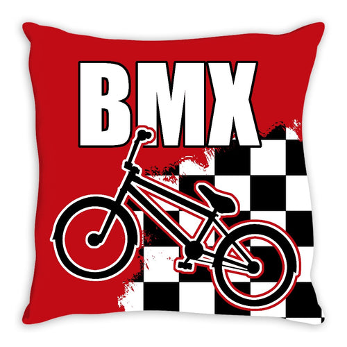 BMX Race Flag Bike 18x18 Throw Pillow