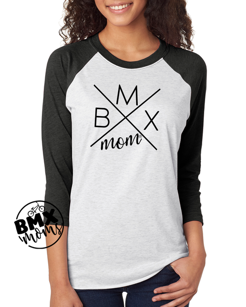 BMX Mom® X Logo Raglan 3/4 Sleeve