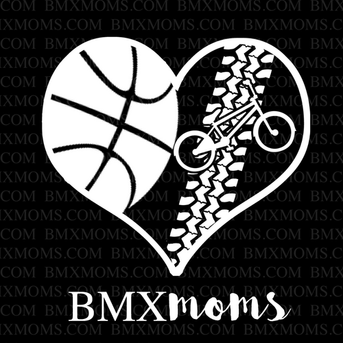 Basketball and BMX Track Mom Heart Car Decal