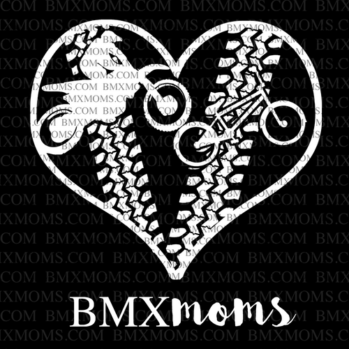 MX and BMX Mom Heart Car Decal